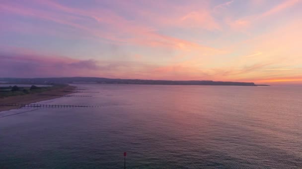 Sunrise Exmouth Dawlish Warren Beach Egy Drónról Devon Anglia Európa — Stock videók
