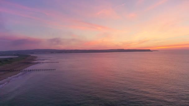 Sunrise Exmouth Dawlish Warren Beach Drone Devon England Europe — Stock video