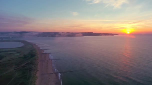 Nascer Sol Sobre Exmouth Dawlish Warren Beach Drone Devon Inglaterra — Vídeo de Stock