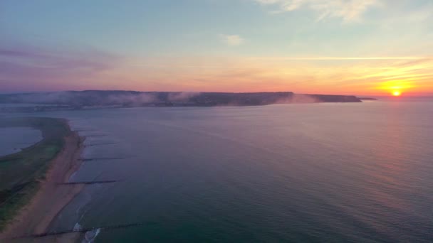 Sunrise Exmouth Dawlish Warren Beach Van Een Drone Devon Engeland — Stockvideo