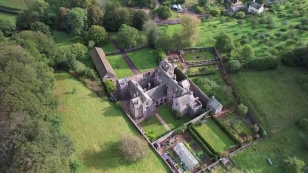 Top Tampilan Compton Castle Dari Drone Devon Inggris Eropa — Stok Video