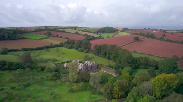 Top Tampilan Compton Castle Dari Drone Devon Inggris Eropa — Stok Video