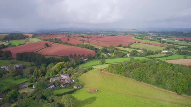 Lapangan Atas Compton Castle Dari Drone Compton Devon Inggris Eropa — Stok Video