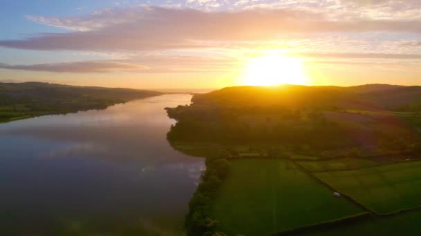 Salida Del Sol Sobre Río Teign Desde Dron Newton Abbot — Vídeo de stock