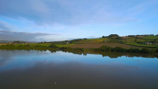 Vista Rio Teign Drone Newton Abbot Devon Inglaterra Europa — Vídeo de Stock