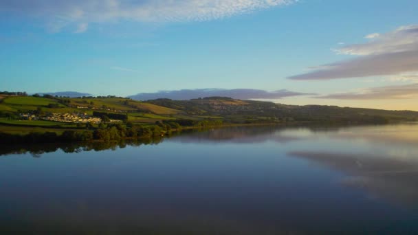 Matahari Terbit Atas Sungai Teign Dari Drone Newton Abbot Devon — Stok Video