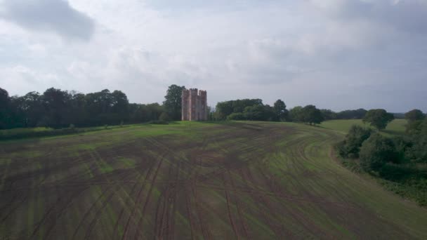 Menara Belvedere Atas Powderham Park Dari Drone Powderham Castle Exeter — Stok Video