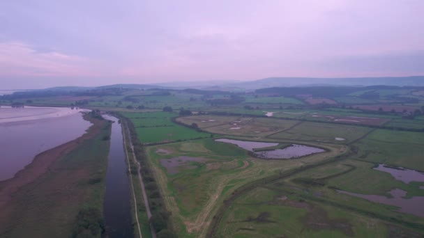 Mokřady Louky Rspb Exminster Powderham Marshe Dronu Exeter Devon Anglie — Stock video