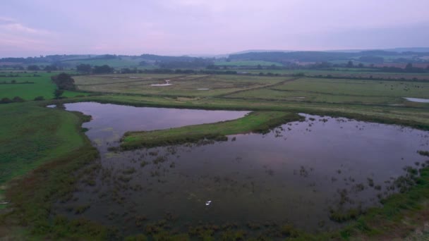 Humedales Prados Rspb Exminster Powderham Marshe Dron Exeter Devon Inglaterra — Vídeo de stock