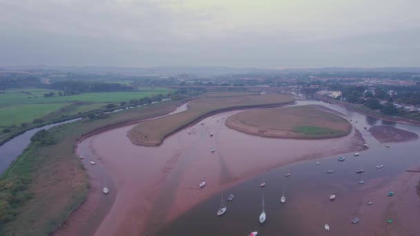 Panorama Del Río Exe Topsham Exeter Desde Dron Devon Inglaterra — Vídeos de Stock
