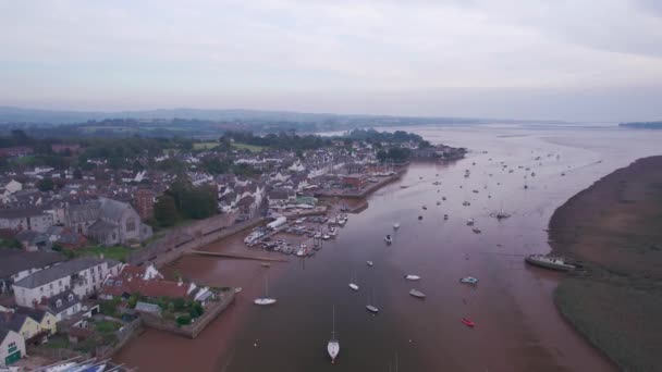 Panorama Rio Exe Topsham Exeter Drone Devon Inglaterra Europa — Vídeo de Stock