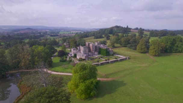 Powderham Castle Powderham Park Desde Dron Powderham Exeter Devon Inglaterra — Vídeo de stock
