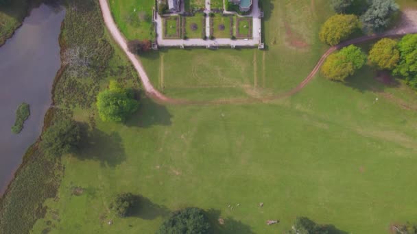 Powderham Castle Dan Powderham Park Dari Drone Powderham Exeter Devon — Stok Video