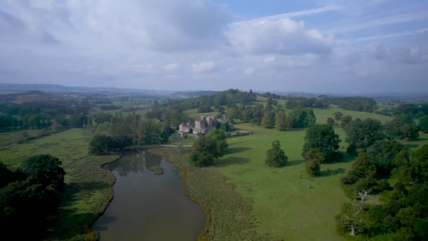 Powderham Castle Dan Powderham Park Dari Drone Powderham Exeter Devon — Stok Video