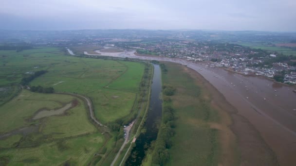 River Exe Topsham Exeter Desde Dron Devon Inglaterra Europa — Vídeos de Stock