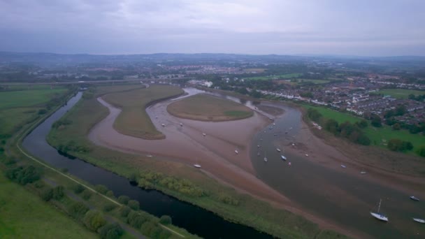 River Exe Topsham Exeter Desde Dron Devon Inglaterra Europa — Vídeos de Stock