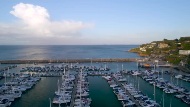 Brixham Marina Harbour Drone Brixam Devon Αγγλία Ευρώπη — Αρχείο Βίντεο