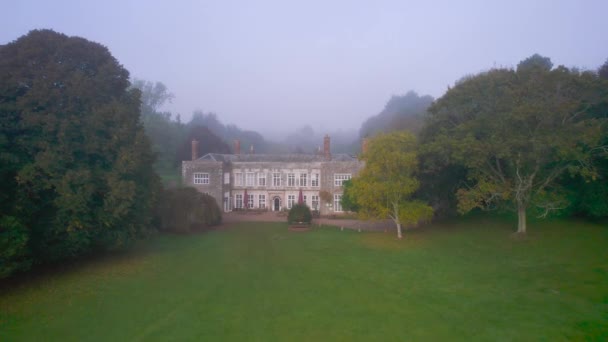 Foggy View Cockington Court Drone Torquay Devon England Europe — Stock video