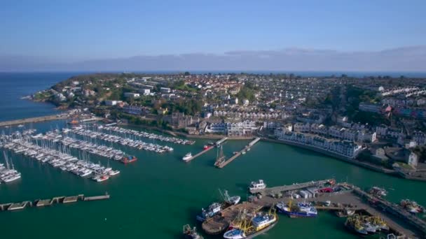 Brixham Marina Harbour Drone Brixam Devon England Europe — Stock video