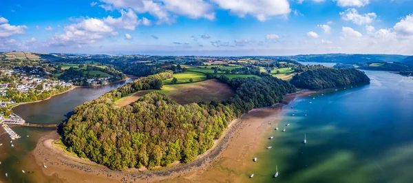 Panorama Stoke Gabriel River Dart Desde Dron Devon Inglaterra Europa — Foto de Stock