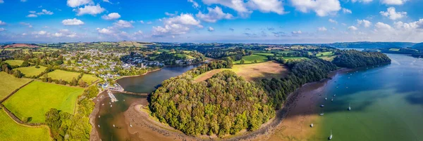 Panorama Stoke Gabriel River Dart Desde Dron Devon Inglaterra Europa — Foto de Stock