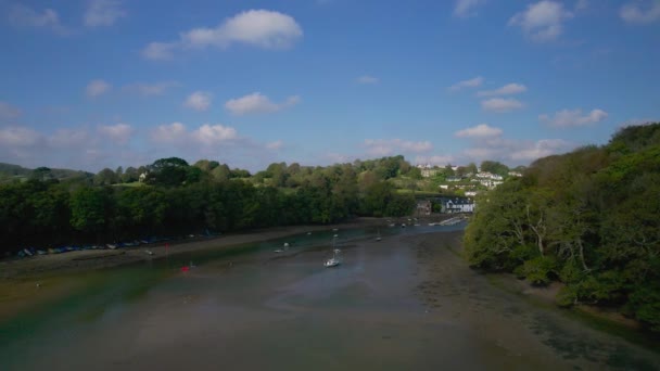 Stoke Gabriel River Dart Drone Devon England Europe — Stock Video