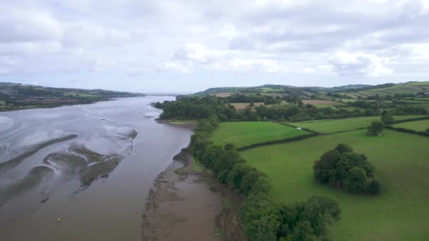 Vista Del Río Teign Desde Dron Newton Abbot Devon Inglaterra — Vídeo de stock