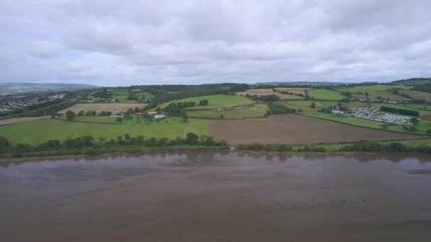 Vista Del Río Teign Desde Dron Newton Abbot Devon Inglaterra — Vídeo de stock