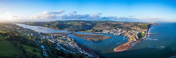 Panorama Sobre Río Teign Shaldon Teignmouth Desde Dron Devon Inglaterra — Foto de Stock