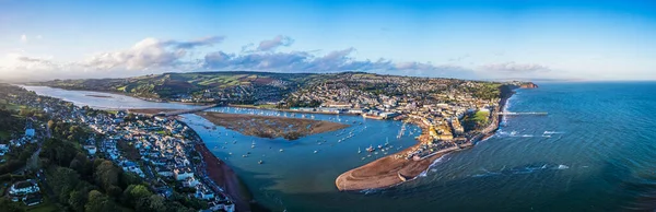 Panorama Sobre Río Teign Shaldon Teignmouth Desde Dron Devon Inglaterra Fotos de stock libres de derechos