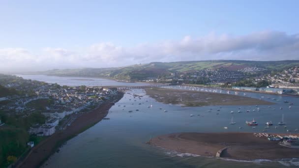 Vista Sobre Río Teign Shaldon Teignmouth Desde Dron Devon Inglaterra — Vídeos de Stock