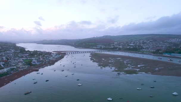 Vista Sobre River Teign Shaldon Teignmouth Drone Devon Inglaterra Europa — Vídeo de Stock