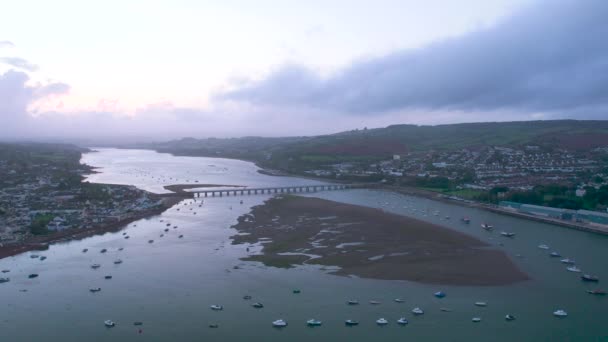 Vista Sobre River Teign Shaldon Teignmouth Drone Devon Inglaterra Europa — Vídeo de Stock
