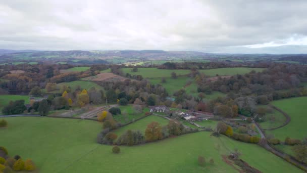Ugbrooke House Gardens Alkaen Drone Syksyllä Värit Exeter Devon Englanti — kuvapankkivideo