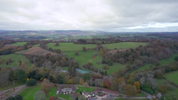 Ugbrooke House Gardens Drone Autumn Colors Exeter Devon England Europe — стоковое видео