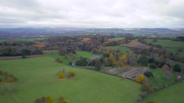 Ugbrooke House Gardens Von Einer Drohne Autumn Colors Exeter Devon — Stockvideo