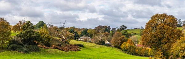 Panorama Sobre Ugbrooke House Jardins Drone Cores Outono Exeter Devon — Fotografia de Stock