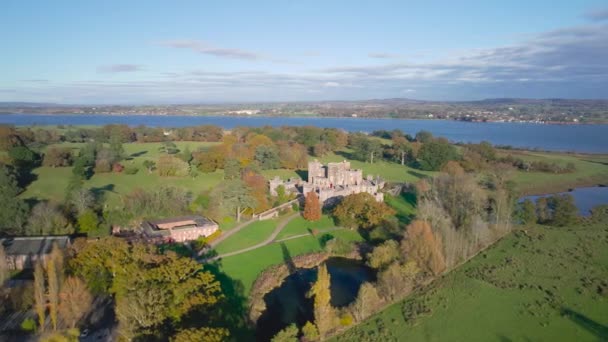 Panorama Sur Château Powderham Parc Depuis Drone Dans Les Couleurs — Video