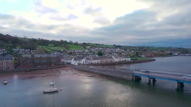 Utsikt Över River Teign Shaldon Och Teignmouth Från Drönare Devon — Stockvideo