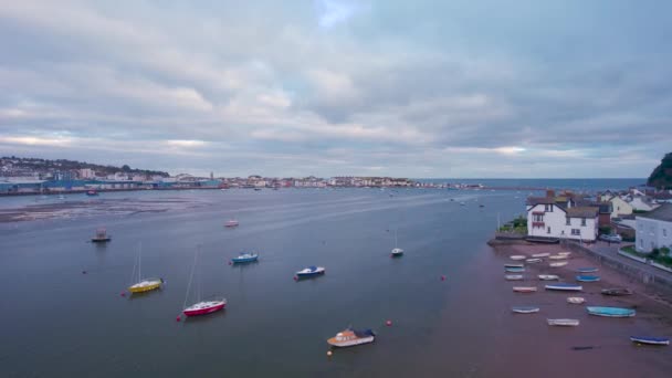 Utsikt Över River Teign Shaldon Och Teignmouth Från Drönare Devon — Stockvideo