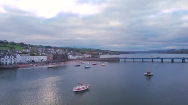Vista Sobre River Teign Shaldon Teignmouth Drone Devon Inglaterra Europa — Vídeo de Stock