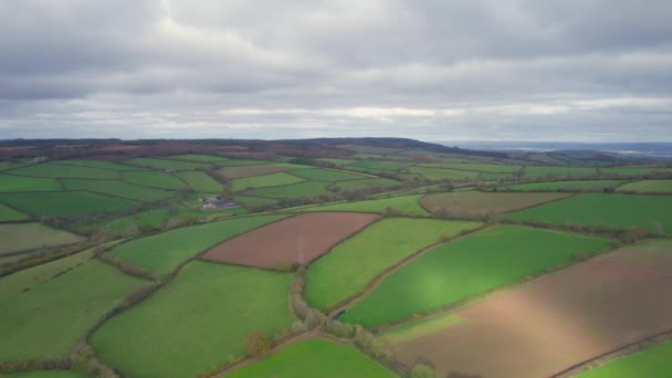 Village Anglais Terres Agricoles Prairies Drone Devon Angleterre — Video