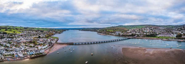 Panorama Sobre Río Teign Shaldon Teignmouth Desde Dron Devon Inglaterra — Foto de Stock