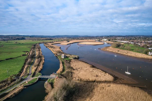 View Drone River Exe Topsham Devon England — Stock Photo, Image