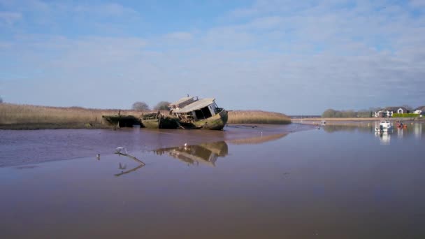Old Boat Wrecks River Exe Topsham Drone Exeter Devon Angleterre — Video