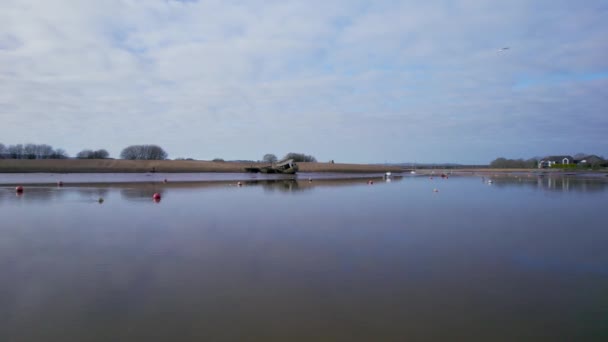 Old Boat Wrecks River Exe Topsham Από Ένα Drone Exeter — Αρχείο Βίντεο