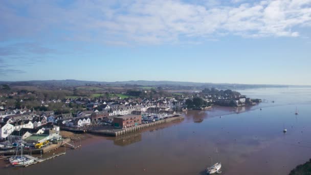 Topsham River Exe Από Drone Έξετερ Ντέβον Αγγλία Ευρώπη — Αρχείο Βίντεο