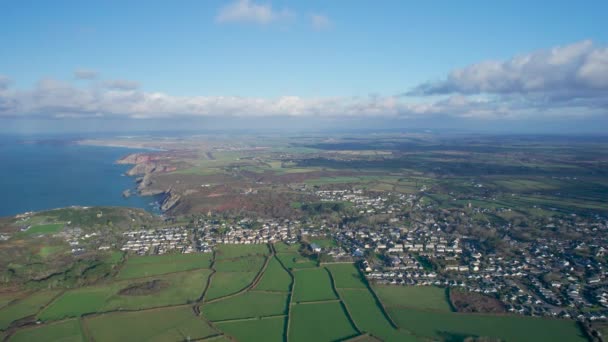 Panorama Dron Sobre Agnes Cornwall Inglaterra — Vídeos de Stock