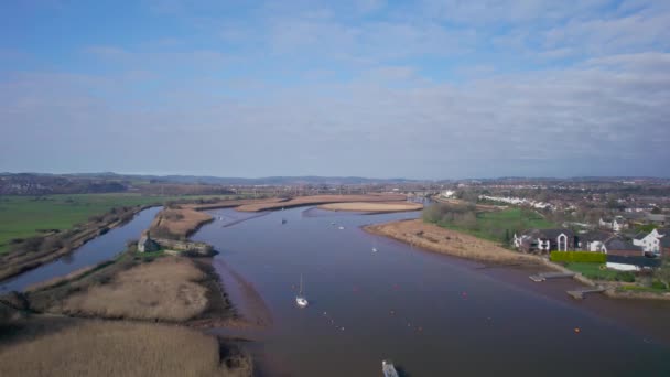 Topsham River Exe Από Drone Έξετερ Ντέβον Αγγλία Ευρώπη — Αρχείο Βίντεο