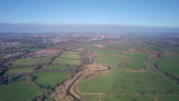 Meadows Marshland Torno Rio Clyst Topsham Devon Inglaterra — Vídeo de Stock